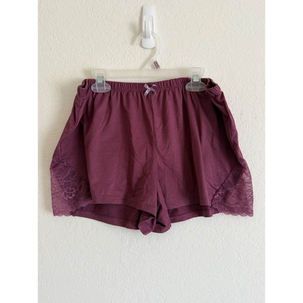 Flora by Flora Nikrooz Plum Purple Lace Trim Sleep Shorts L Pajama Bottoms